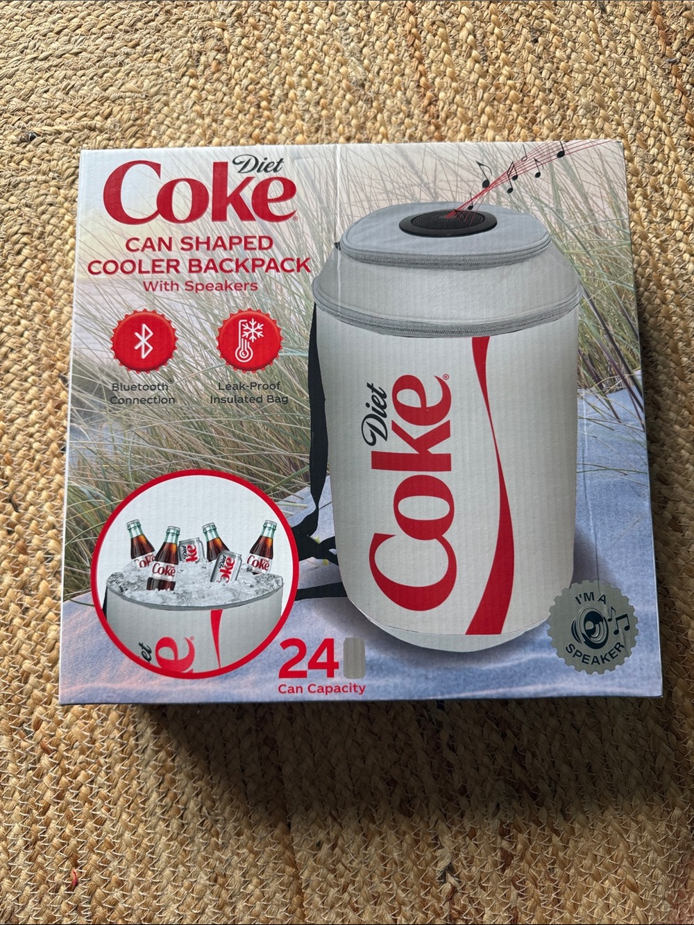 NIB The Diet Coke Can Shaped Cooler Backpack Bluetooth Speaker 24 Can Capacity